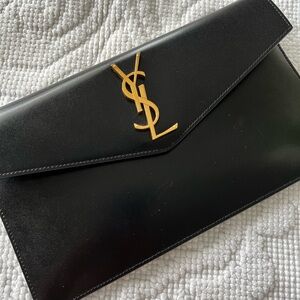 Saint Laurent Black Leather Clutch